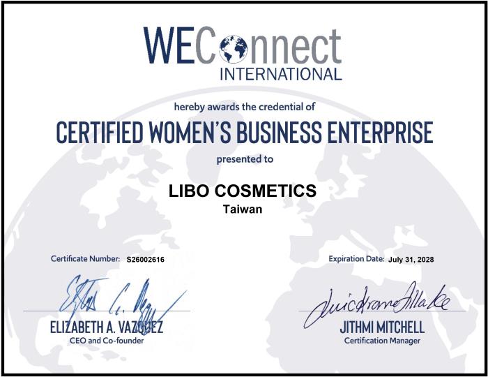 LIBO Cosmetics Earns WEConnect International Certification, Reinforcing Its Role as a Strategic Global Supplier